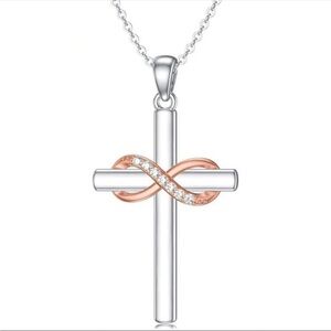 Cubic Zicronia Infinity Cross Necklace, Cubic Zicronia Cross Necklace